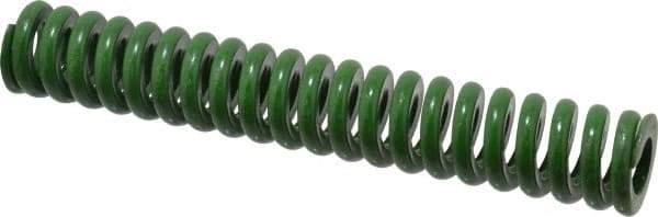 Associated Spring Raymond - 1-1/4" Hole Diam, 5/8" Rod Diam, 8" Free Length, Green Die Spring - 832 Lb Max Deflection, 2" Max Deflection, Extra Heavy Duty, Chromium Alloy Steel - All Tool & Supply