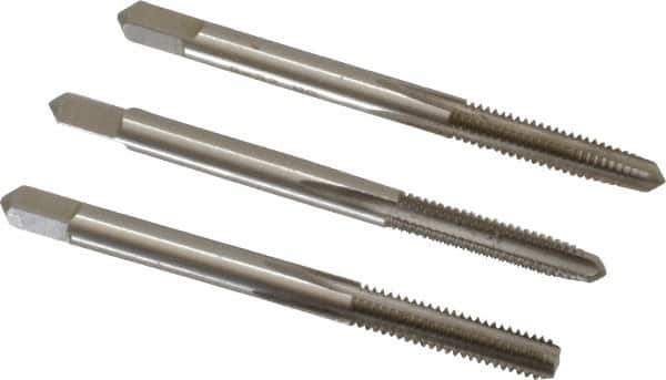 Hertel - #8-32 UNC, 4 Flute, Bottoming, Plug & Taper, Bright Finish, High Speed Steel Tap Set - 2-1/8" OAL, 2B/3B Class of Fit - All Tool & Supply