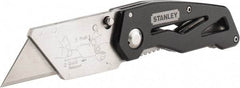 Stanley - Fixed Folding Utility Knife - 2-7/16" Blade, Silver & Black Aluminum Handle, 1 Blade Included - All Tool & Supply