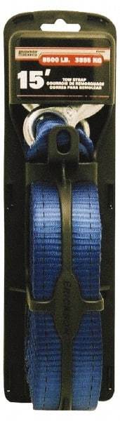 Erickson Manufacturing - 15' Long x 2" Wide, 8,500 Lb Basket Capacity, Polyester Web Sling - Blue, with Hook Ends - All Tool & Supply