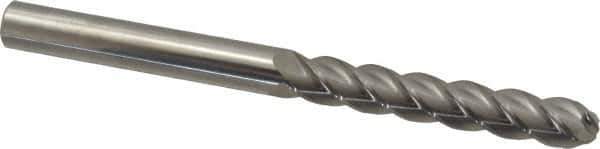 Accupro - 1/2" Diam, 3" LOC, 4 Flute Solid Carbide Ball End Mill - Uncoated, Single End, 6" OAL, 1/2" Shank Diam, Spiral Flute - All Tool & Supply