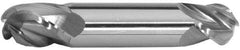 Accupro - 7/16" Diam, 9/16" LOC, 4 Flute Solid Carbide Ball End Mill - TiCN Finish, Double End, 2-3/4" OAL, 7/16" Shank Diam, Spiral Flute - All Tool & Supply