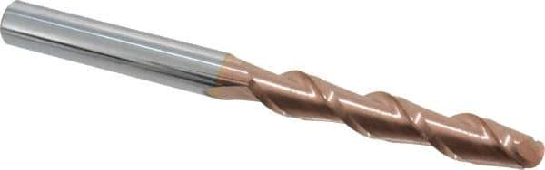 Accupro - 1/2" Diam, 3" LOC, 2 Flute Solid Carbide Ball End Mill - TiCN Finish, Single End, 6" OAL, 1/2" Shank Diam, Spiral Flute - All Tool & Supply