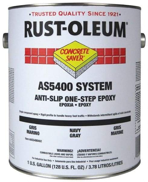 Rust-Oleum - 1 Gal Kit Gloss Silver Gray Antislip Epoxy - 40 to 60 Sq Ft/Gal Coverage, <250 g/L VOC Content - All Tool & Supply