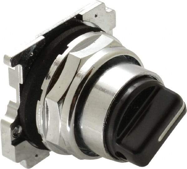 Eaton Cutler-Hammer - 30-1/2mm Mount Hole, 2 Position, Knob Operated, Selector Switch with Cam and Cap - Black, Maintained (MA) - Momentary (MO) - All Tool & Supply