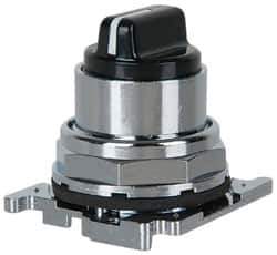 Eaton Cutler-Hammer - 30-1/2mm Mount Hole, 3 Position, Knob Operated, Selector Switch with Cam and Cap - Black, Maintained (MA) - All Tool & Supply