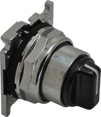 Eaton Cutler-Hammer - 30-1/2mm Mount Hole, 3 Position, Knob Operated, Selector Switch with Cam and Cap - Black, Maintained (MA) - Momentary (MO) - All Tool & Supply