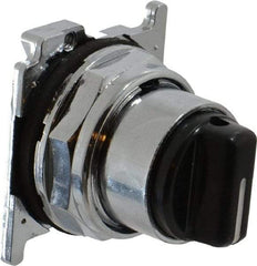 Eaton Cutler-Hammer - 30-1/2mm Mount Hole, 3 Position, Knob Operated, Selector Switch with Cam and Cap - Black, Maintained (MA) - Momentary (MO) - All Tool & Supply