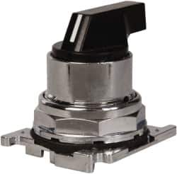 Eaton Cutler-Hammer - 30-1/2mm Mount Hole, 3 Position, Lever Operated, Selector Switch with Cam and Cap - Black, Maintained (MA) - Momentary (MO) - All Tool & Supply