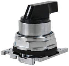 Eaton Cutler-Hammer - 30-1/2mm Mount Hole, 3 Position, Lever Operated, Selector Switch with Cam and Cap - Black, Maintained (MA) - Momentary (MO) - All Tool & Supply