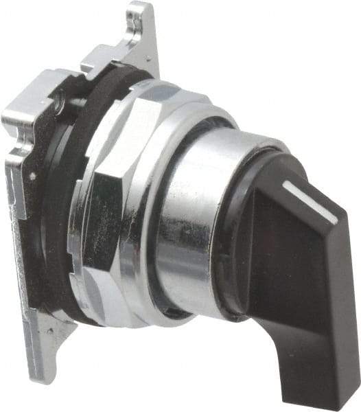 Eaton Cutler-Hammer - 30-1/2mm Mount Hole, 3 Position, Lever Operated, Selector Switch with Cam and Cap - Black, Maintained (MA) - Momentary (MO) - All Tool & Supply