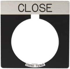 Eaton Cutler-Hammer - Square, Legend Plate - Close - Black Background, 30-1/2mm Hole Diameter - All Tool & Supply