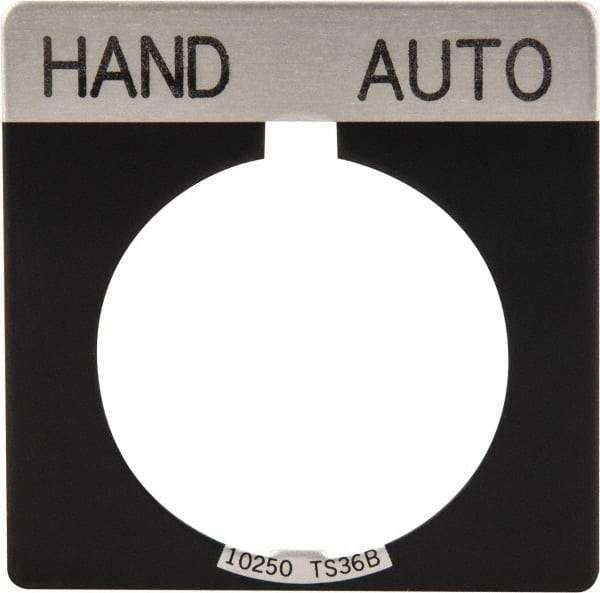 Eaton Cutler-Hammer - Square, Legend Plate - Auto-Off-Hand - Black Background, 30-1/2mm Hole Diameter - All Tool & Supply