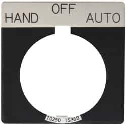 Eaton Cutler-Hammer - Square, Legend Plate - Auto-Off-Hand - Black Background, 30-1/2mm Hole Diameter - All Tool & Supply