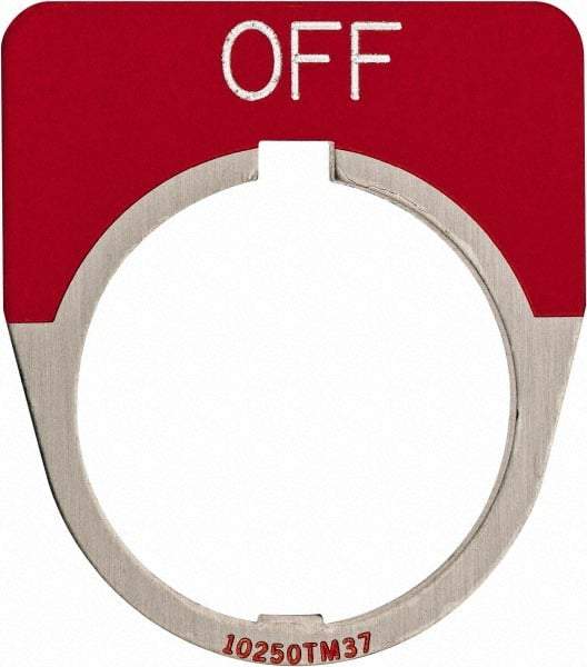 Eaton Cutler-Hammer - Half Round, Legend Plate - Off - Red Background, 30-1/2mm Hole Diameter - All Tool & Supply