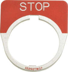 Eaton Cutler-Hammer - Half Round, Legend Plate - Stop - Red Background, 30-1/2mm Hole Diameter - All Tool & Supply