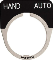 Eaton Cutler-Hammer - Half Round, Legend Plate - Auto-Off-Hand - Black Background, 30-1/2mm Hole Diameter - All Tool & Supply