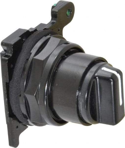 Eaton Cutler-Hammer - 30-1/2mm Mount Hole, 3 Position, Knob Operated, Selector Switch Only - Black, Maintained (MA), Corrosion Resistant, Oil and Watertight - All Tool & Supply