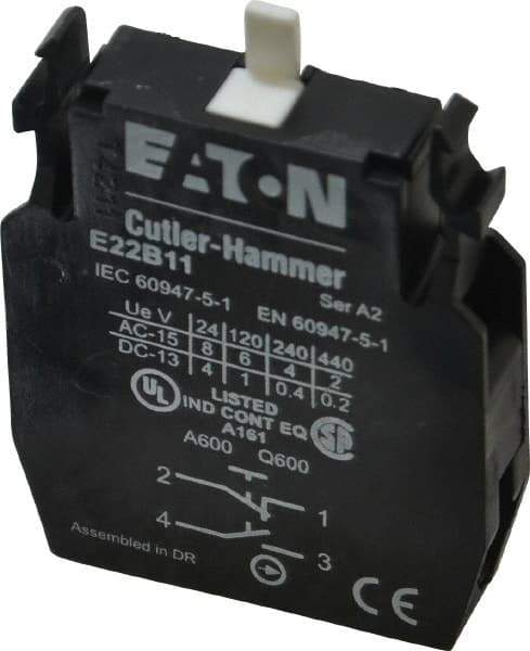 Eaton Cutler-Hammer - NO/NC, Electrical Switch Contact Block - 22-1/2mm Hole, For Use with Indicating Lights, Pushbuttons - All Tool & Supply