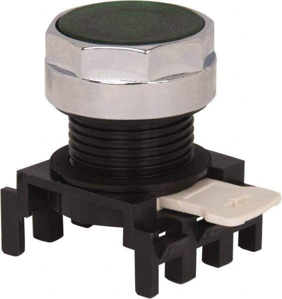 Eaton Cutler-Hammer - 25mm Mount Hole, Flush, Pushbutton Switch Only - Round, Green Pushbutton, Illuminated, Momentary (MO) - All Tool & Supply