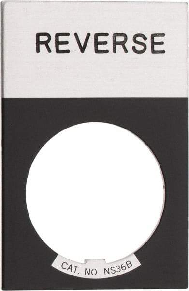 Eaton Cutler-Hammer - Rectangular, Aluminum Legend Plate - Reverse - Silver Background, Black Letters, 22-1/2mm Hole Diameter, 1.17 Inch Wide x 1.77 Inch High - All Tool & Supply