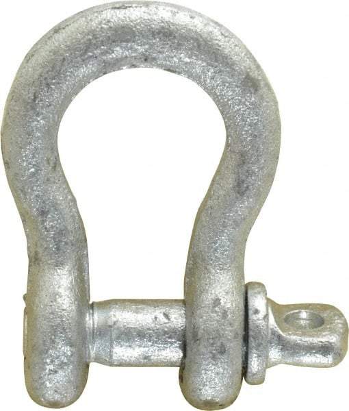 Made in USA - 1/4" Nominal Chain Size, 0.5 Ton Carbon Steel Screw Anchor Shackle - 1/4" Diam, 5/16" Pin Diam, 1-1/8" High x 15/32" Wide Inside Jaw, 25/32" Inside Width, 11/16" Max Body Thickness - All Tool & Supply