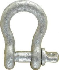 Made in USA - 1/4" Nominal Chain Size, 0.5 Ton Carbon Steel Screw Anchor Shackle - 1/4" Diam, 5/16" Pin Diam, 1-1/8" High x 15/32" Wide Inside Jaw, 25/32" Inside Width, 11/16" Max Body Thickness - All Tool & Supply