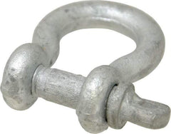 Made in USA - 3/8" Nominal Chain Size, 1 Ton Carbon Steel Screw Anchor Shackle - 3/8" Diam, 7/16" Pin Diam, 1-7/16" High x 21/32" Wide Inside Jaw, 0.969" Inside Width, 15/16" Max Body Thickness - All Tool & Supply