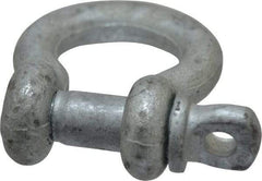 Made in USA - 1/2" Nominal Chain Size, 2 Ton Carbon Steel Screw Anchor Shackle - 1/2" Diam, 5/8" Pin Diam, 1-15/16" High x 13/16" Wide Inside Jaw, 1-1/4" Inside Width, 1-1/4" Max Body Thickness - All Tool & Supply