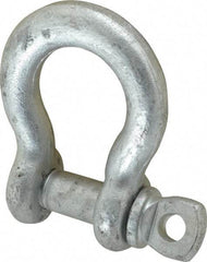 Made in USA - 5/8" Nominal Chain Size, 3.25 Ton Carbon Steel Screw Anchor Shackle - 5/8" Diam, 3/4" Pin Diam, 2-7/16" High x 1-1/16" Wide Inside Jaw, 1-9/16" Inside Width, 1-7/16" Max Body Thickness - All Tool & Supply