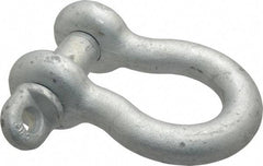 Made in USA - 1-1/8" Nominal Chain Size, 9.5 Ton Carbon Steel Screw Anchor Shackle - 1-1/8" Diam, 1-1/4" Pin Diam, 4-1/4" High x 1-13/16" Wide Inside Jaw, 2-15/16" Inside Width, 2-5/8" Max Body Thickness - All Tool & Supply