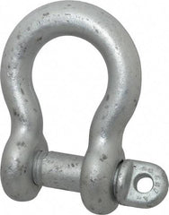 Made in USA - 1-1/4" Nominal Chain Size, 12 Ton Carbon Steel Screw Anchor Shackle - 1-1/4" Diam, 1-3/8" Pin Diam, 4-1/2" High x 2" Wide Inside Jaw, 3-1/4" Inside Width, 3" Max Body Thickness - All Tool & Supply