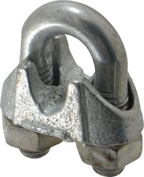 Value Collection - 1/4" Wire Rope U-Bolt Clip - Malleable Iron, Galvanized - All Tool & Supply