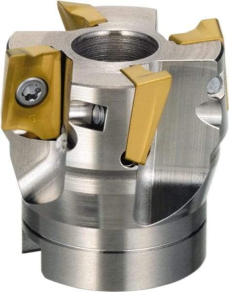 Sumitomo - 4 Inserts, 80mm Cut Diam, 25.4mm Arbor Diam, Indexable Square-Shoulder Face Mill - 0/90° Lead Angle, 50mm High, AX.T 1705 Insert Compatibility, Through Coolant, Series WaveMill - All Tool & Supply