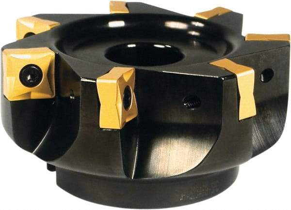 Sumitomo - 8 Inserts, 5" Cutter Diam, 0.575" Max Depth of Cut, Indexable High-Feed Face Mill - 0.635" Arbor Hole Diam, 2-1/2" High, SN.X Inserts, Series SumiMill Spider Mill - All Tool & Supply