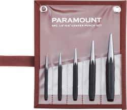 Paramount - 5 Piece, 3/32 to 1/4", Center Punch Set - Comes in Canvas Roll - All Tool & Supply