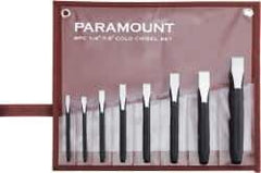 Paramount - 8 Piece Cold Chisel Set - 5, 5-1/8, 5-3/8, 5-9/16, 6, 6-3/4, 6-7/8 & 8" OAL, Sizes Included 1/4 to 7/8" - All Tool & Supply