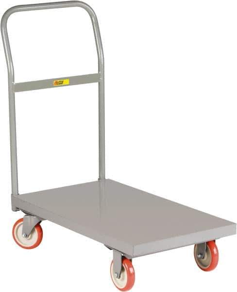 Little Giant - 1,200 Lb Capacity Steel Platform Truck - Steel Deck, 18" OAW, 32" Platform Length x 6-1/4" Platform Height, Polyurethane Casters - All Tool & Supply