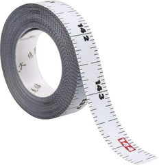 US Tape - 12 Ft. Long x 1/2 Inch Wide, 1/16 Inch Graduation, White, Steel Adhesive Tape Measure - All Tool & Supply