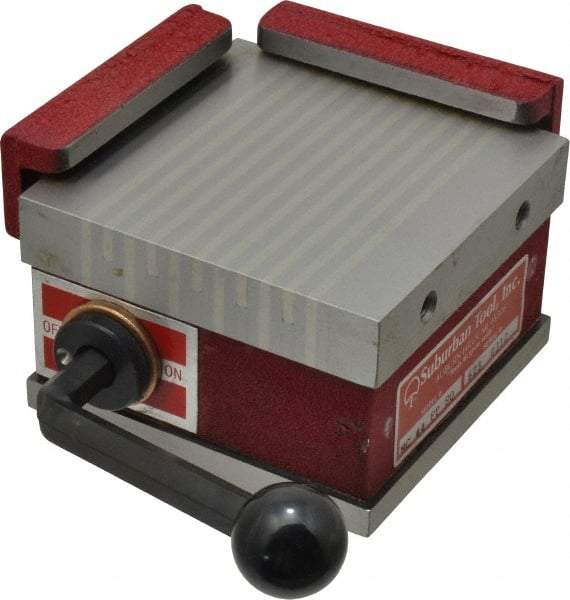 Suburban Tool - Fine Pole Square Permanent Magnetic Block Chuck - 4" Long x 4" Wide x 2-5/8" High, Ceramic - All Tool & Supply