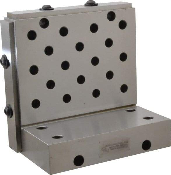 Suburban Tool - 6" Wide x 6" Deep x 4" High Steel Precision-Ground Angle Plate - Standard Plate, Machined Holes on Surface, Open End, 1-1/4" Thick, Single Plate - All Tool & Supply