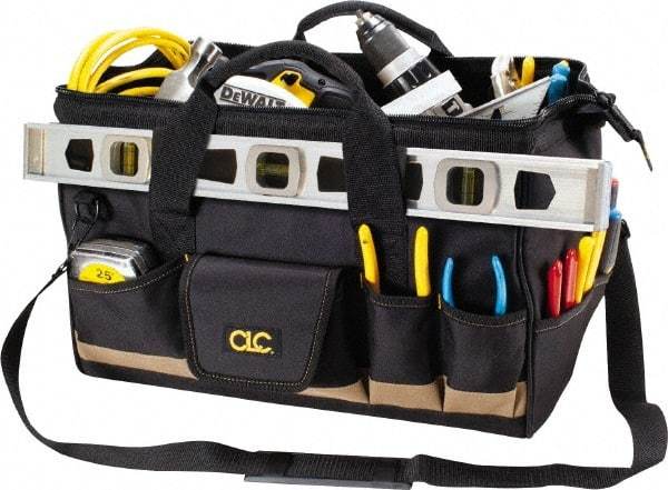 CLC - 25 Pocket Black & Tan Polyester Tool Bag - 18" Wide x 11" Deep x 12" High - All Tool & Supply