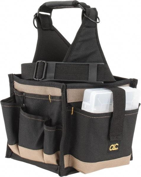 CLC - 25 Pocket Black & Khaki Polyester Tool Tote - 8" Wide x 8" Deep x 17" High - All Tool & Supply