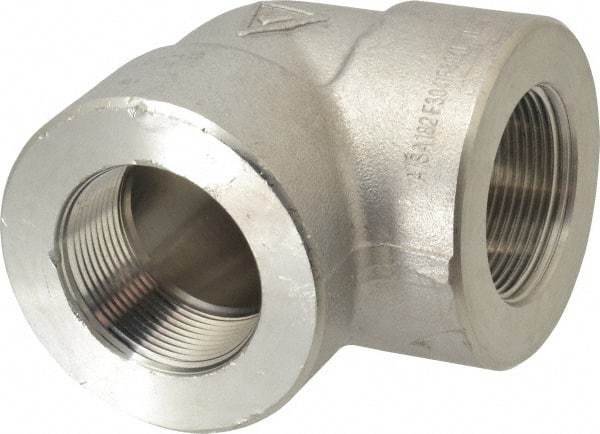 Value Collection - 1-1/2" Grade 304/304L Stainless Steel Pipe 90° Elbow - FNPT x FNPT End Connections, 3,000 psi - All Tool & Supply