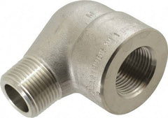 Merit Brass - 1" Grade 304/304L Stainless Steel Pipe 90° Street Elbow - FNPT x MNPT End Connections, 3,000 psi - All Tool & Supply