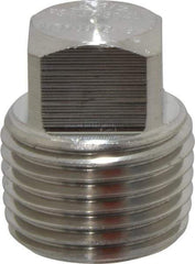 Merit Brass - 1/2" Grade 304/304L Stainless Steel Pipe Square Head Plug - MNPT End Connections, 3,000 psi - All Tool & Supply