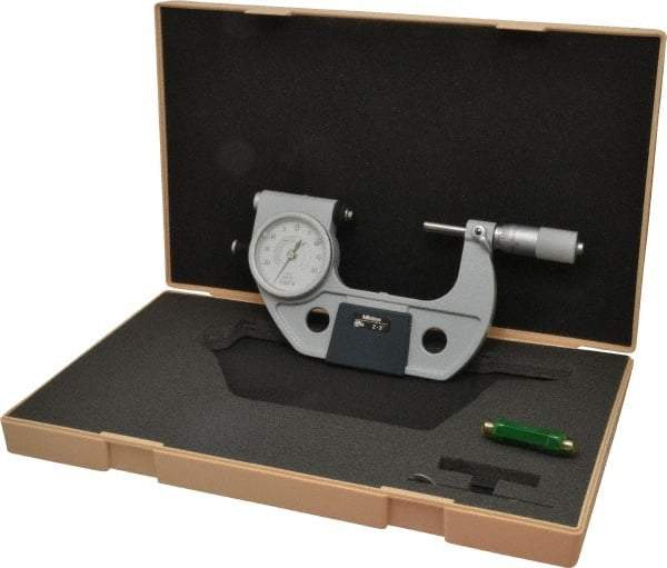 Mitutoyo - 2 to 3 Inch Range, 0.0001 Inch Graduation, Mechanical Indicating Micrometer - Accurate to 0.0001 Inch, Carbide-Tipped Measuring Face, Includes Fitted Plastic Case - All Tool & Supply