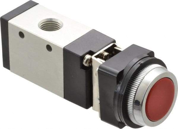 ARO/Ingersoll-Rand - 1/4" NPT Manual Mechanical Valve - 3-Way, 2 Position, Push-Button w/Guard/Spring & 0.7 CV Rate - All Tool & Supply