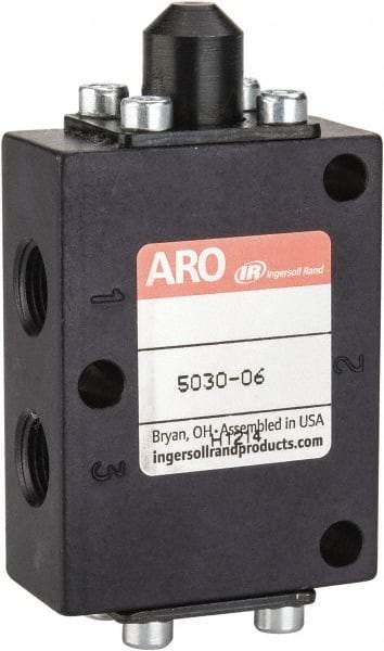 ARO/Ingersoll-Rand - 1/8" NPT Manual Mechanical Valve - 3-Way, 2 Position, Cam Stem/Spring & 0.4 CV Rate - All Tool & Supply