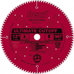 Freud - 12" Diam, 1" Arbor Hole Diam, 96 Tooth Wet & Dry Cut Saw Blade - Carbide-Tipped, Standard Round Arbor - All Tool & Supply